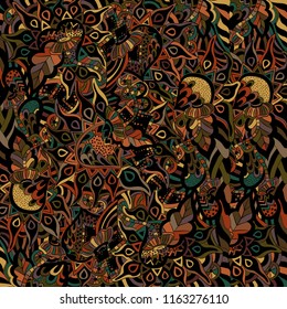 Abstract floral pattern. Psychedelic, sketch drawn by hand