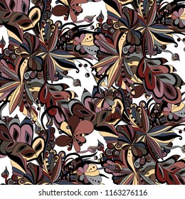 Abstract floral pattern. Psychedelic, sketch drawn by hand