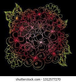 Abstract floral pattern. Psychedelic, skethandch drawn by 