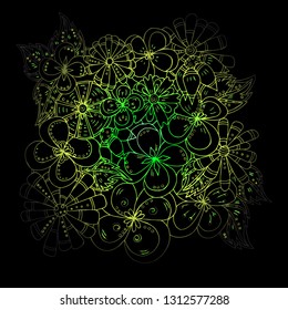 Abstract floral pattern. Psychedelic, skethandch drawn by 