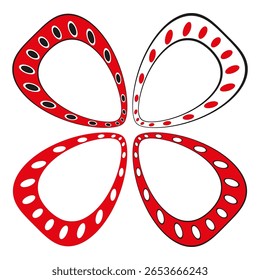 Abstract floral pattern. Red petal shapes. Decorative swirl Vector. Geometric flower elements. EPS 10.