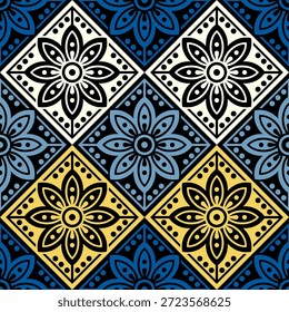 Abstraktes Blumenmuster, regelmäßige geometrische Ordnung, nahtloser Vektor
