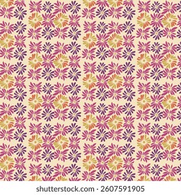 Abstract floral pattern retro 70s 60s. Factory textile.
