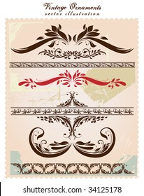 Abstract floral pattern. Retro elements with ornaments for background.