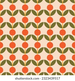 Abstraktes Blumenmuster im Retro-Stil. Einfache Vektorstruktur mit wiederholten Formen. Vektorhintergrund Mitte des Jahrhunderts