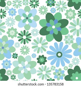 Abstract floral pattern. Seamless background of flowers and geometric shapes