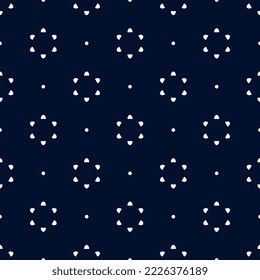 Abstract floral pattern seamless background cute small flowers motif. Elegant retro style geometric ornament. Modern marine blue fabric design textile swatch ladies dress, men's shirt all over print.