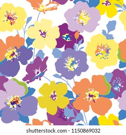 Abstract floral pattern. Seamless flowers texture for bacground, wrapping, textile, paper, wallpaper. Decorative fashion print.