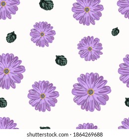 Resumen del patrón floral. Patrón sin foco con flores y hojas. Diseño para tela, textil, papel pintado, superficie, etc. Ilustración vectorial.