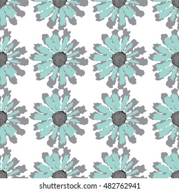 Abstract floral pattern. Seamless pattern with flowers daisies. Floral background