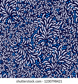 abstract floral pattern, seamless vector pattern in blue