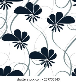 Abstract floral pattern, seamless vector background.