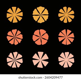 Abstract Floral Pattern Set in Groovy Style