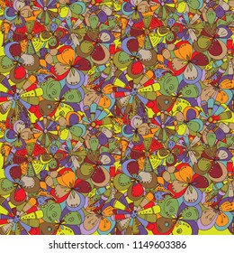 Abstract floral pattern, sketch drawn by hand