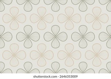 Abstract floral pattern with soft beige and green outlines