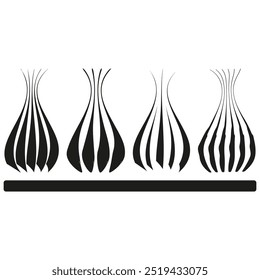 Abstract floral pattern. Stylized black and white shapes. Symmetrical vector design.