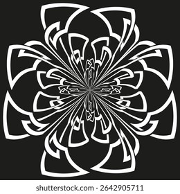 Abstract floral pattern. Stylized bloom graphic. Symmetrical blossom vector. Organic botanical design.