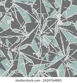 Patrón floral abstracto en tonos de azul, gris y gris oscuro. Diseño textil para blusas, camisas, vestidos, bufandas y otros. Vector sin fisuras.