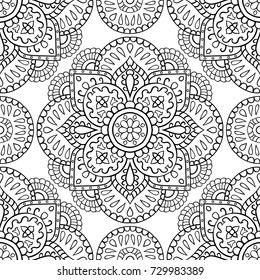 Abstract floral pattern. Vector black and white background. Template for textile, carpet, shawl.