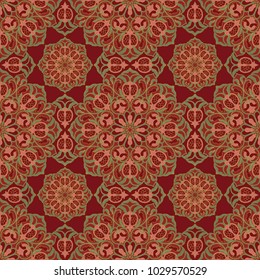 Abstract floral pattern. Vector colorful background with pomegranates. Template for textile, carpet, shawl.
