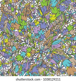 Abstract, floral pattern .Vector illustration, hand drawn doodle