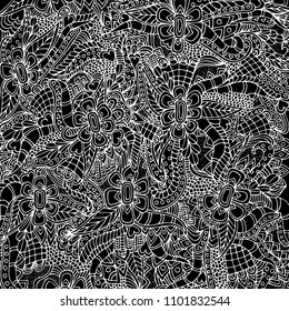 Abstract, floral pattern. Vector illustration, hand drawn doodle