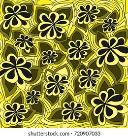Abstract floral pattern. Vector illustration, doodle, painted, psychedelic, hand-drawn