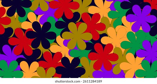 Abstract Floral Pattern  Vibrant Multicolor Flowers Background