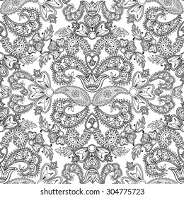 Abstract floral pattern in vintage oriental style. Geometric floral ornament texture. Oriental flower ethnic background.