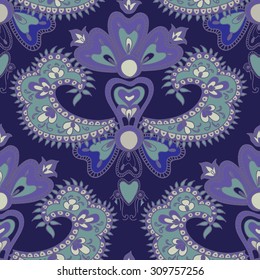 Abstract floral pattern in vintage oriental style. Geometric floral ornament texture. Oriental flower ethnic background.