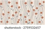 Abstract floral pattern with wavy vertical stripes