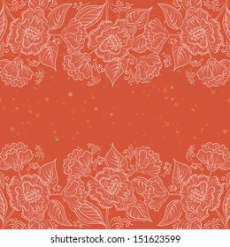 Abstract floral pattern with white outline symbolical flowers. Vector