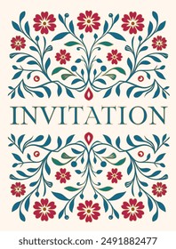 Abstrakter floraler gemusterter Rahmen auf weißem Hintergrund. Vektorgrafik Ornament. Paisley-Elemente. Ideal für Stoff, Einladung, Bildschirmhintergrund, Dekoration, Verpackung oder jede erwünschte Idee.