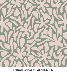 an abstract floral patterns, hand drawing floral illustration, leaves pattern with green background