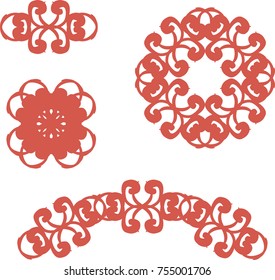 Abstract floral patterns isolated set