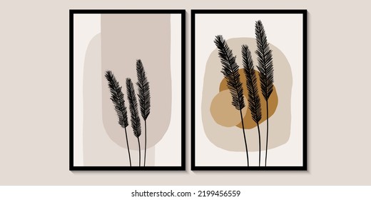 Abstract floral patterns, modern minimalist lines wall decor prints. Bohemian style abstract. Wall art home decoration. Elegant wall posters, covers.