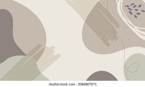 Abstract floral pink brown soft color hand drawn background with blob, liquid, floral, wave, line, and pastel color. Creative minimal trendy style organic shapes pattern