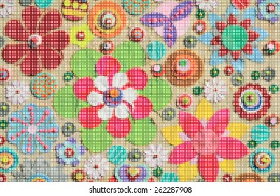 Abstract floral pixel background vector illustration of flower