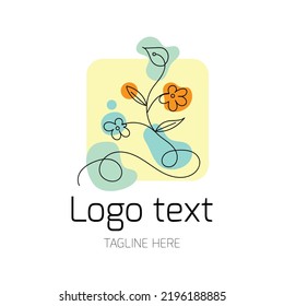 Abstract Floral Plant Base Logo Vector Illustration With Dummy Text On White Background. Logo For Counselling And Social Cause.