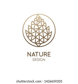 Abstract floral plant logo. Round emblem of flower stylized triangles, geometric simple shapes. Vector badge for design of natural product, flower shop, cosmetic, health, spa, yoga Center