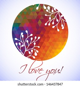 Abstract and floral polygonal background for design - vector illustration. Quick Mask includes a large bright vector ornament. love and flower ornaments 