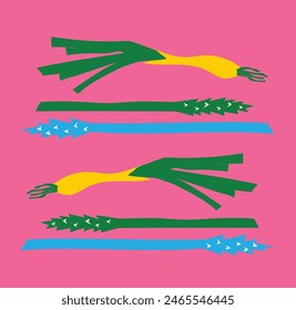Abstract Floral Poster with Vegetables and Leaves . Trendy Groovy Abstract paper cut elements, fruits and berries for social media, postcards, print.