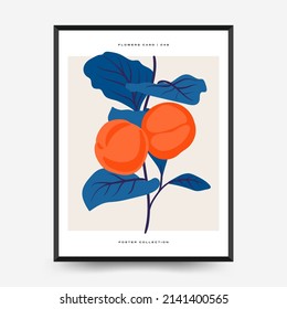 Abstract floral posters template. Modern trendy Matisse minimal style. Pink and blue colors. Hand drawn design for wallpaper, wall decor, print, postcard, cover, template, banner. 