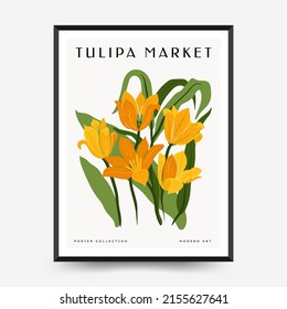 Abstract floral posters template. Modern trendy Matisse minimal style.