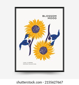 Abstract floral posters template. Modern trendy Matisse minimal style.