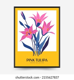 Abstract floral posters template. Modern trendy Matisse minimal style.