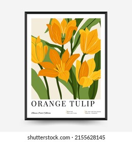 Abstract floral posters template. Modern trendy Matisse minimal style.