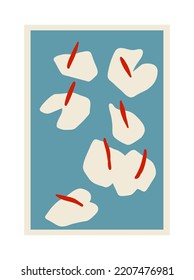 Abstract floral posters template. Modern trendy Matisse minimal style. Hand drawn design for wallpaper, wall decor, print, postcard, cover, template, banner.