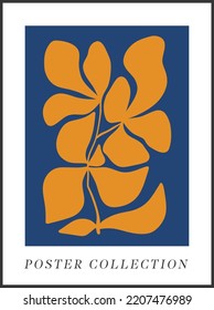 Abstract floral posters template. Modern trendy Matisse minimal style. Hand drawn design for wallpaper, wall decor, print, postcard, cover, template, banner.