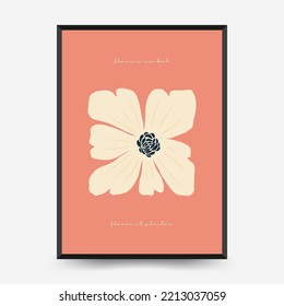Abstract floral posters template. Modern trendy Matisse minimal style. Pink and blue colors. Hand drawn design for wallpaper, wall decor, print, postcard, cover, template, banner. 